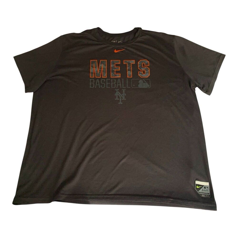 Nike New York Mets T Shirt Men 3XL Gray Dri-Fit Center Swoosh Baseball MLB‎ Tee